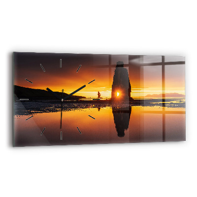 Ceas perete din sticlă orizontale Alergător și apus