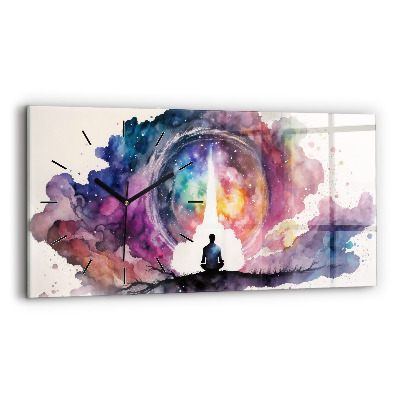 Ceas perete din sticlă orizontale Meditație stil de viață
