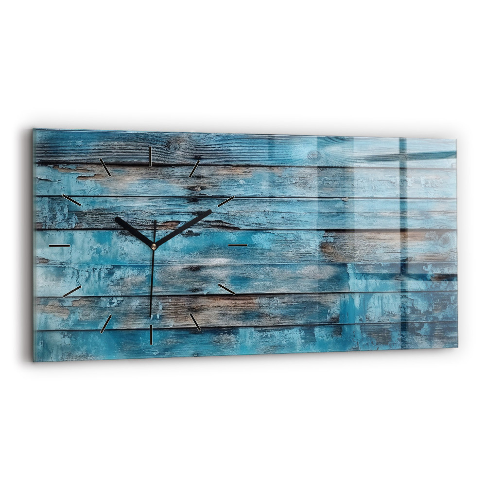 Ceas perete din sticlă orizontale Placi albastre