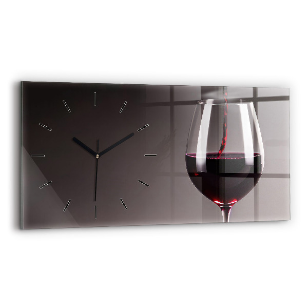 Ceas de sticlă pe perete orizontale Un pahar de vin roșu