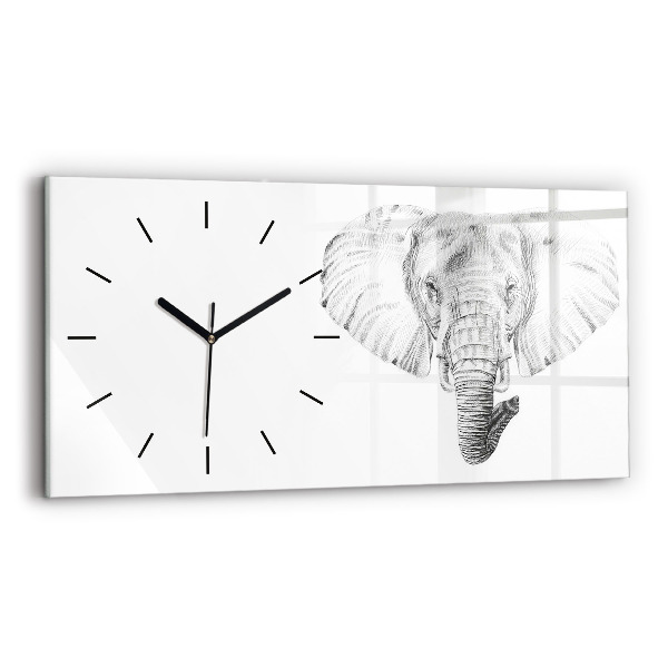 Ceas perete din sticlă orizontale Cap de elefant vectorial