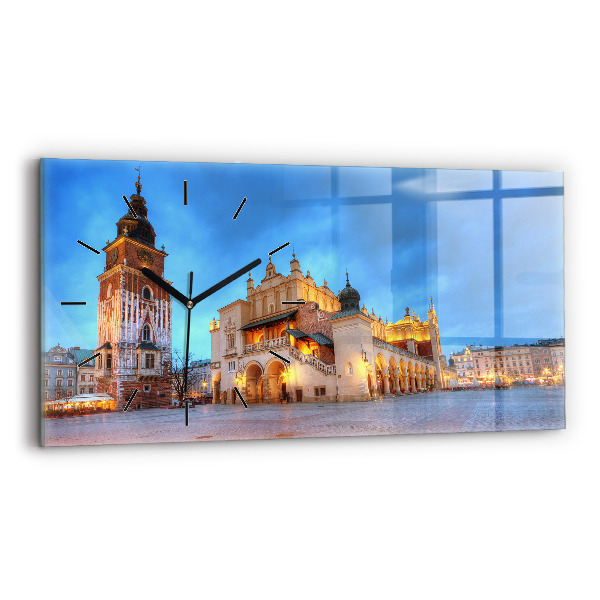 Ceas de sticlă pe perete orizontale Piața principală din Cracovia