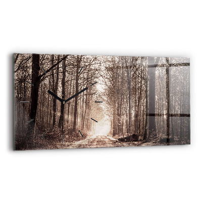 Ceas orizontale de perete din sticlă Poteca în sepia