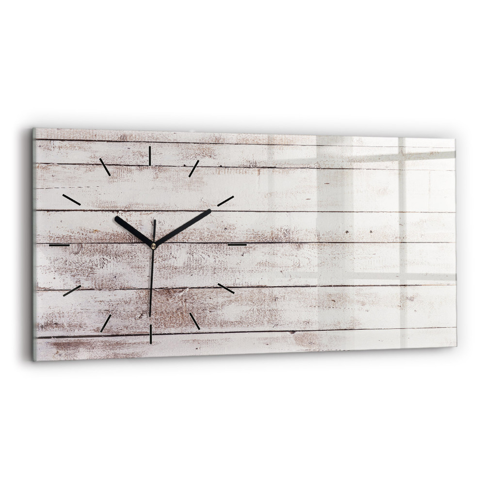 Ceas de sticlă pe perete orizontale Scânduri din lemn strălucitor