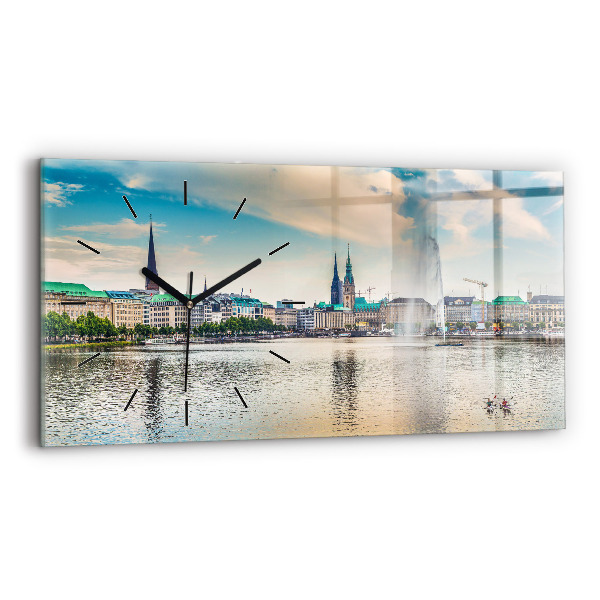 Ceas din sticlă orizontale Binnenalster din Hamburg