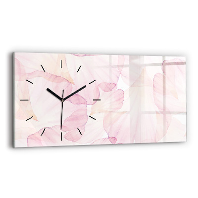Ceas perete din sticlă orizontale Petale de acuarelă