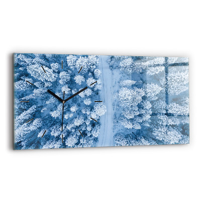 Ceas perete din sticlă orizontale Pădure din vedere de pasăre