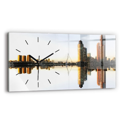 Ceas din sticlă orizontale Un oraș pe râu