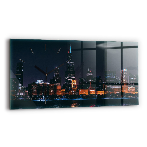 Ceas din sticlă orizontale Peisajul urban din Chicago