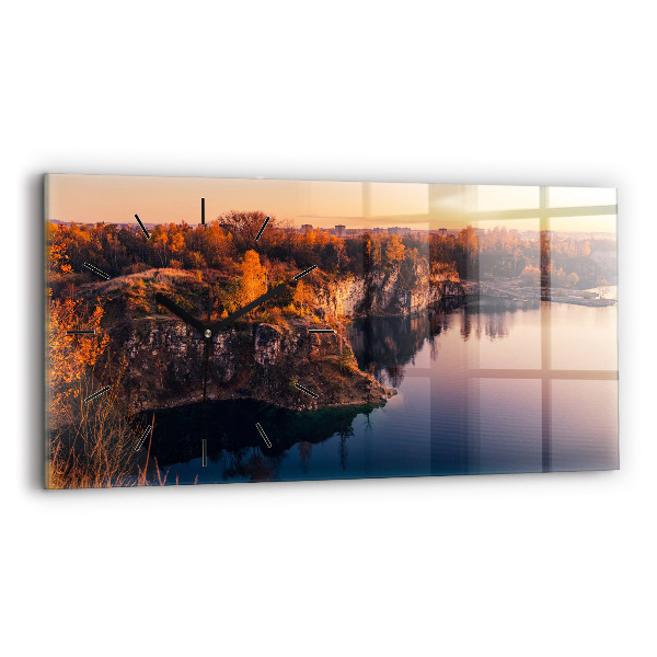 Ceas perete din sticlă orizontale Cracovia, Lacul Zakrzówek, toamna