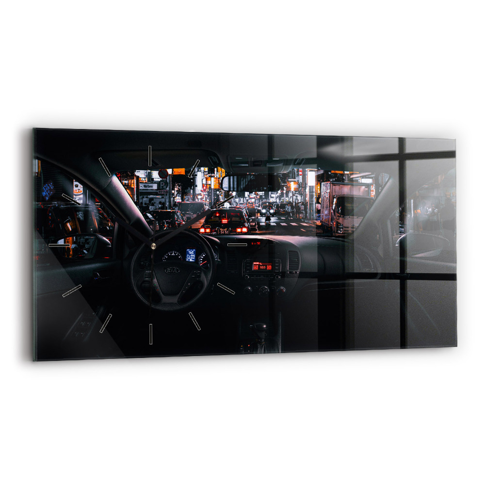 Ceas orizontale de perete din sticlă Mașină în Tokyo