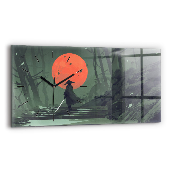 Ceas din sticlă orizontale Samurai în pădure