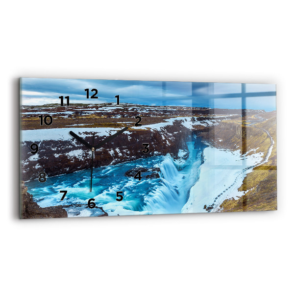 Ceas perete din sticlă orizontale Cascada Gullfoss din Islanda