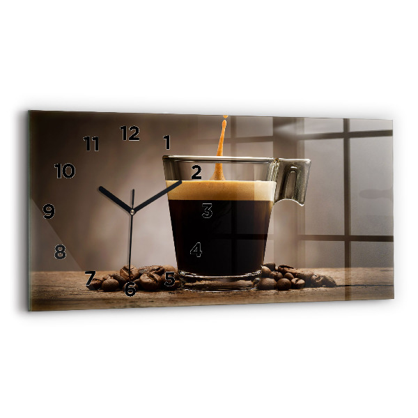Ceas perete din sticlă orizontale ceașcă de cafea