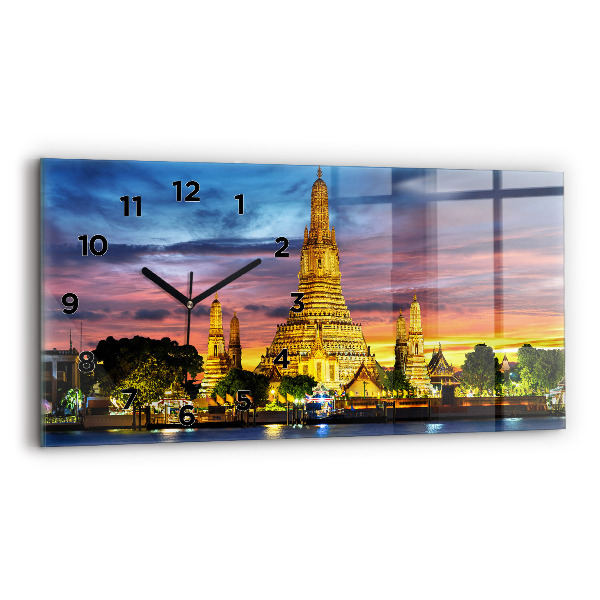 Ceas de sticlă pe perete orizontale Templul din Bangkok