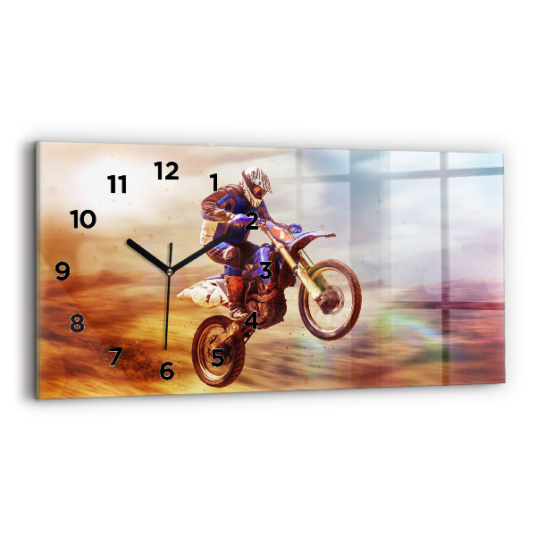 Ceas de sticlă pe perete orizontale Motocross Enduro