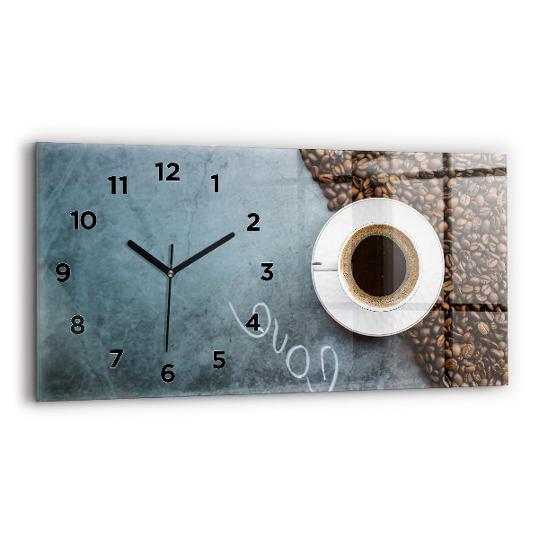 Ceas orizontale de perete din sticlă ceașcă de cafea