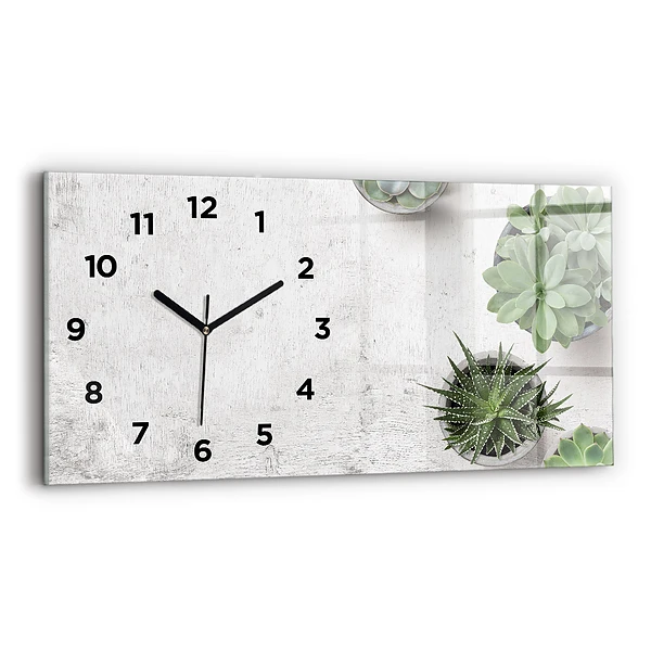 Ceas de sticlă pe perete orizontale Plante decorative