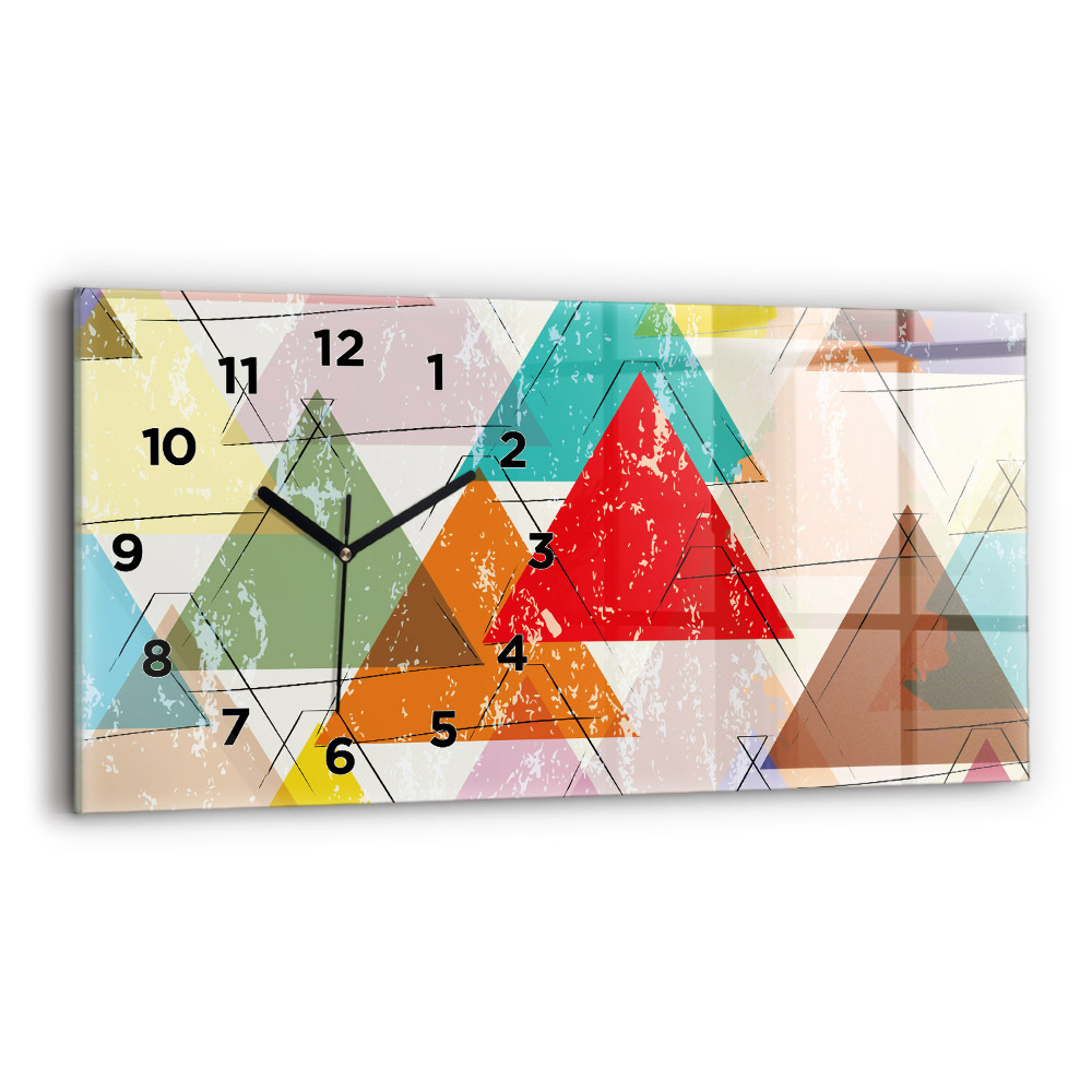 Ceas din sticlă orizontale Model geometric triunghiuri