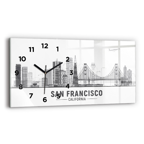 Ceas perete din sticlă orizontale Panorama San Francisco