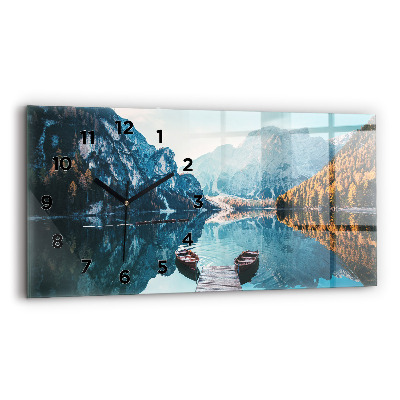 Ceas de sticlă pe perete orizontale Barci pe lac