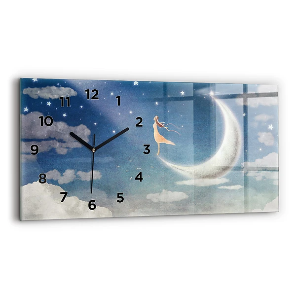 Ceas de sticlă pe perete orizontale Fata pe luna
