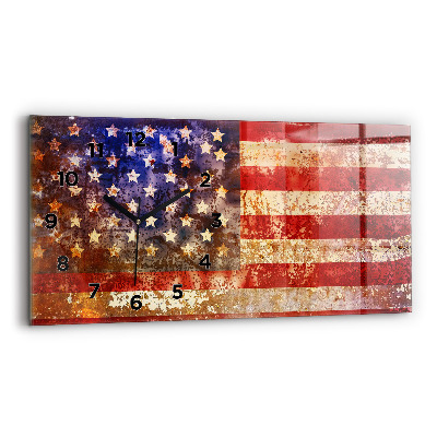 Ceas de sticlă pe perete orizontale Steagul SUA în stil vintage