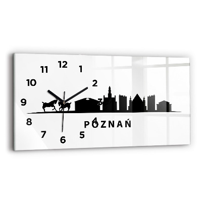 Ceas orizontale de perete din sticlă Grafică panoramică Poznań