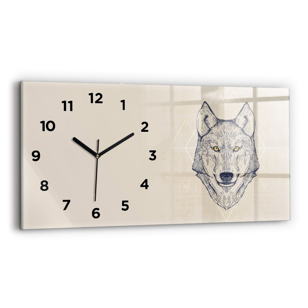 Ceas de sticlă pe perete orizontale Cap de lup