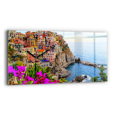 Ceas perete din sticlă orizontale Coasta Cinque Terre