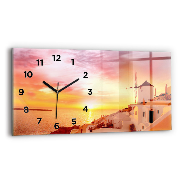 Ceas din sticlă orizontale Veche moară de vânt din Santorini