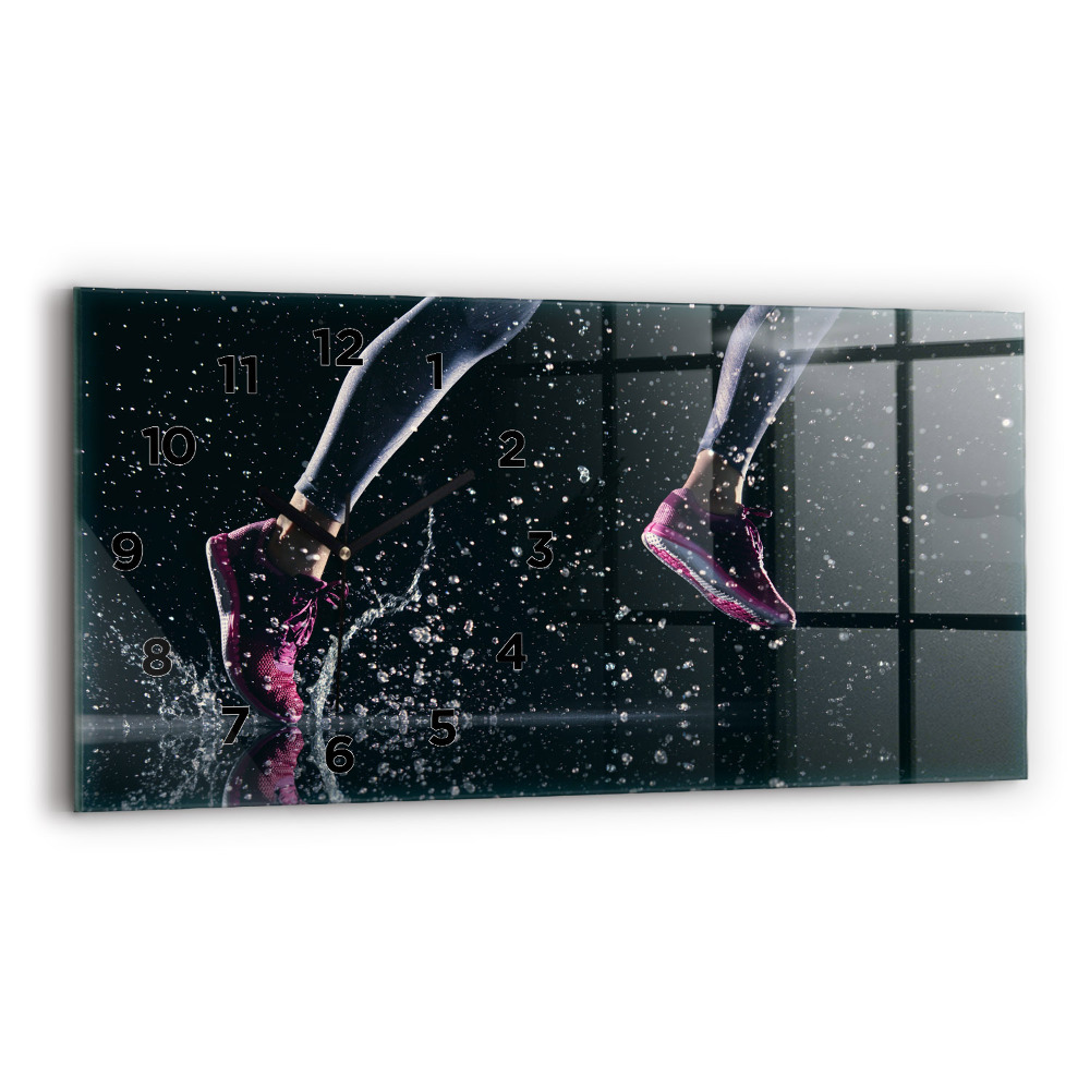 Ceas perete din sticlă orizontale Stil de viață sănătos și alergare