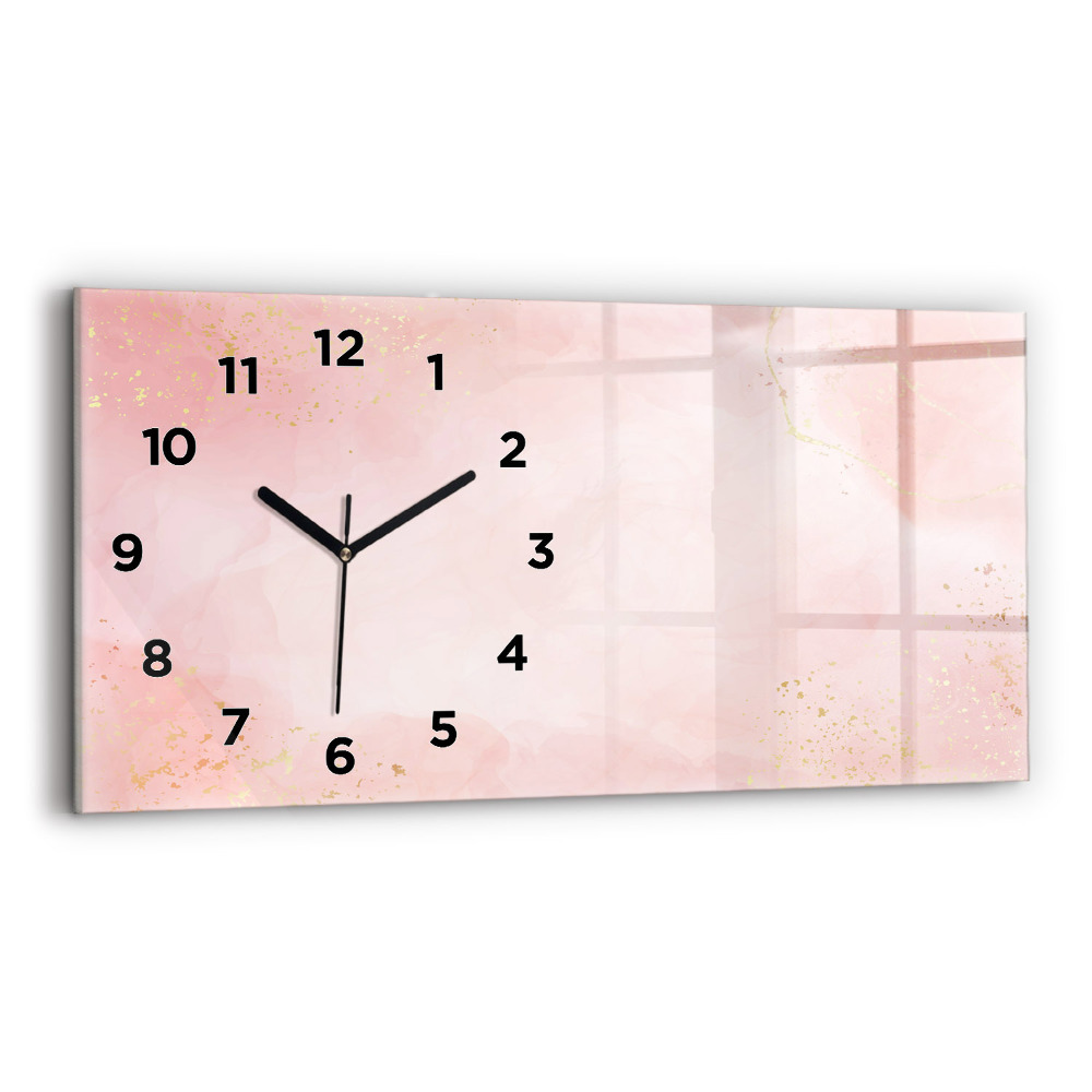 Ceas perete din sticlă orizontale Marmură roz