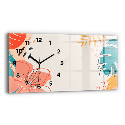 Ceas perete din sticlă orizontale Plante hawaiene