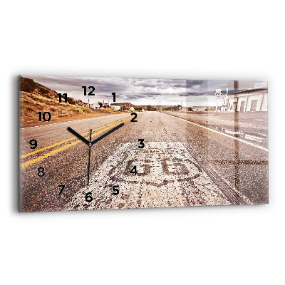 Ceas perete din sticlă orizontale Route 66 SUA