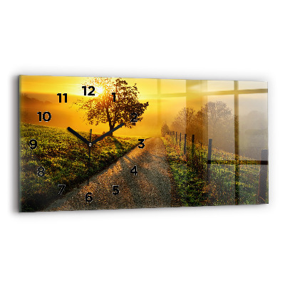 Ceas orizontale de perete din sticlă Ceață la răsărit