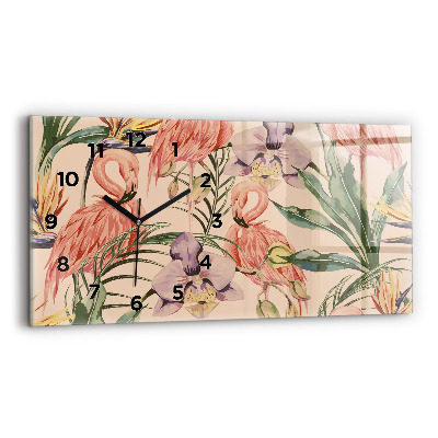 Ceas din sticlă orizontale Frunze de palmier tropical