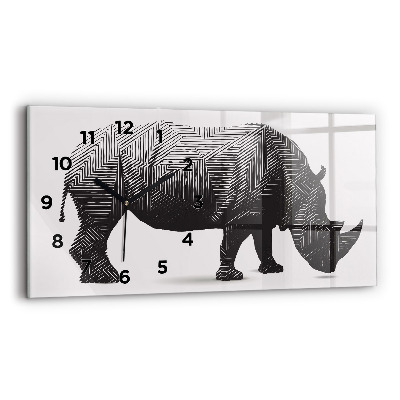 Ceas din sticlă orizontale Linia de artă a rinocerului