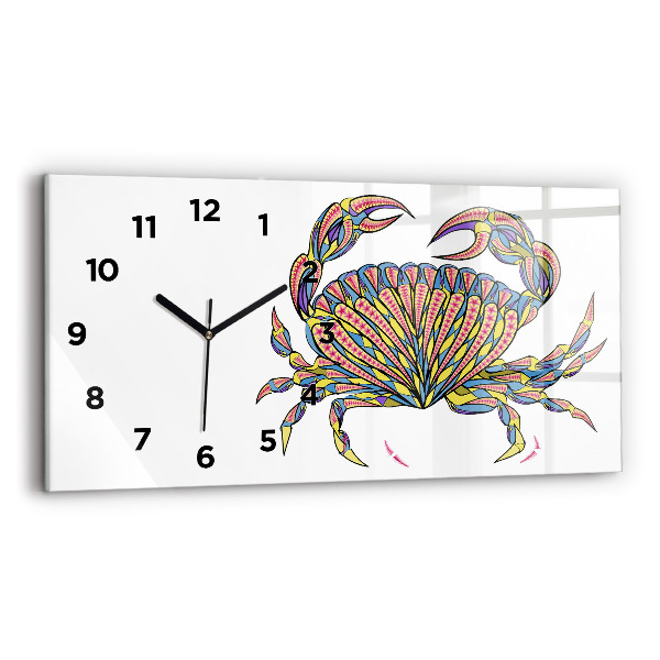 Ceas perete din sticlă orizontale Crab etnic