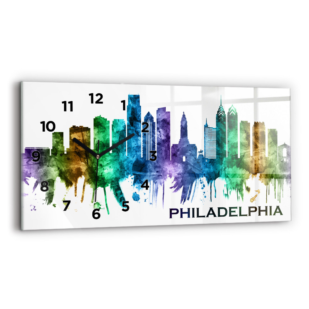 Ceas din sticlă orizontale Filadelfia colorată