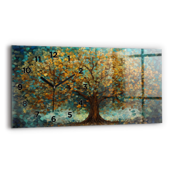 Ceas orizontale de perete din sticlă Arborele de mozaic