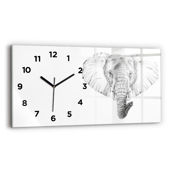 Ceas perete din sticlă orizontale Cap de elefant vectorial