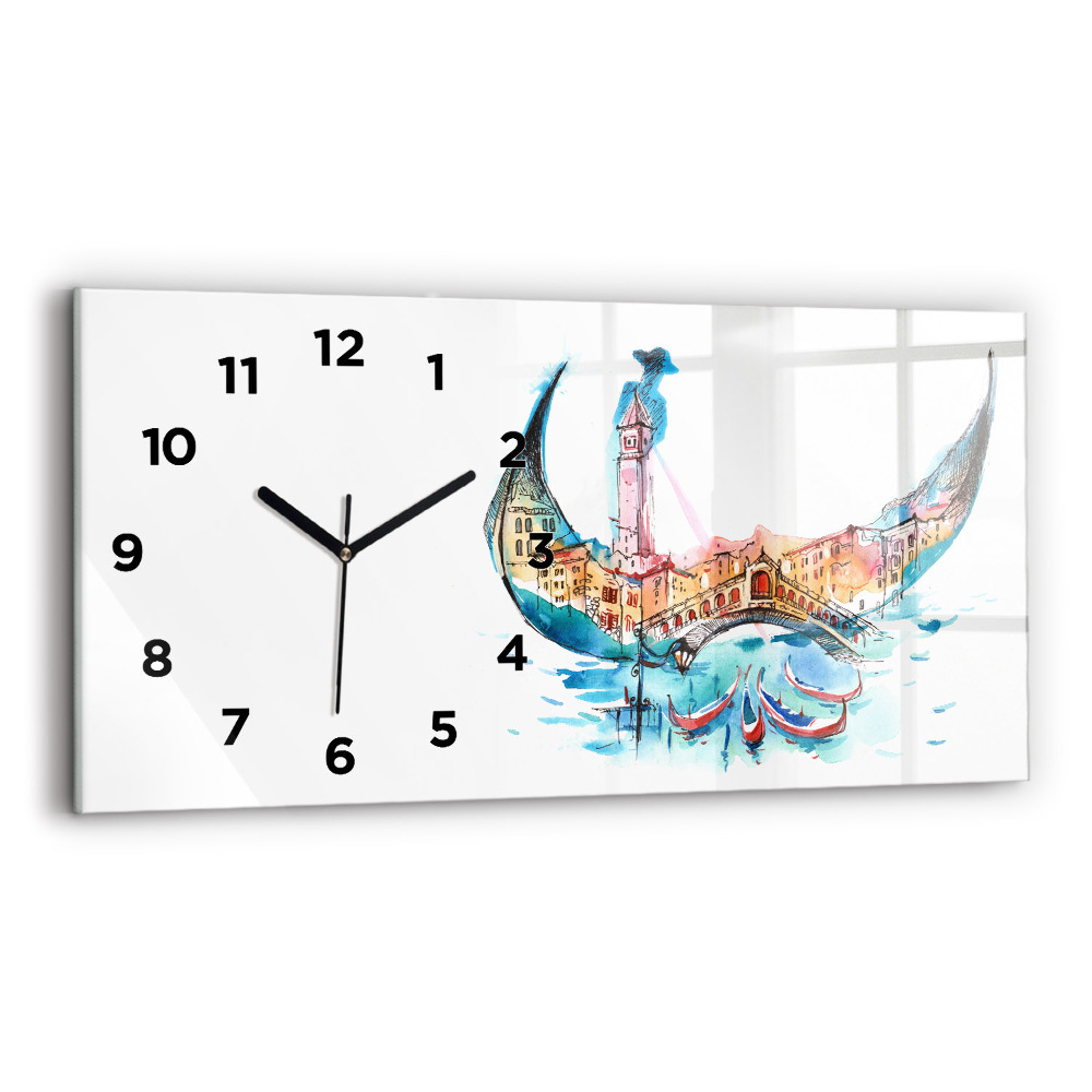 Ceas de sticlă pe perete orizontale Italia - Gondola venețiană