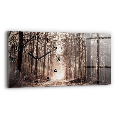 Ceas orizontale de perete din sticlă Poteca în sepia