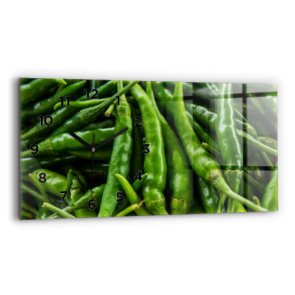 Ceas perete din sticlă orizontale Ardei verde