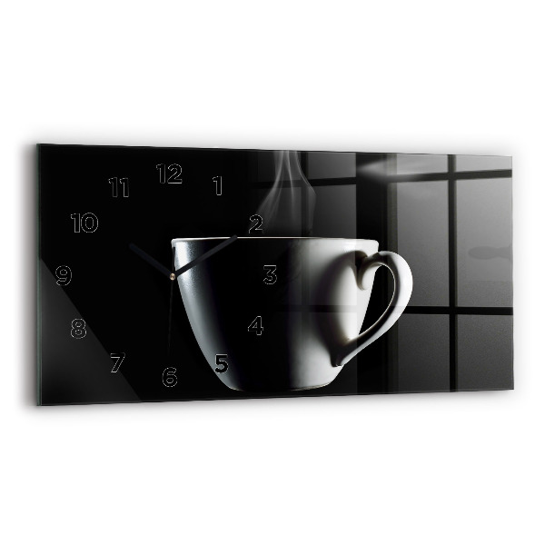 Ceas de sticlă pe perete orizontale ceașcă de cafea