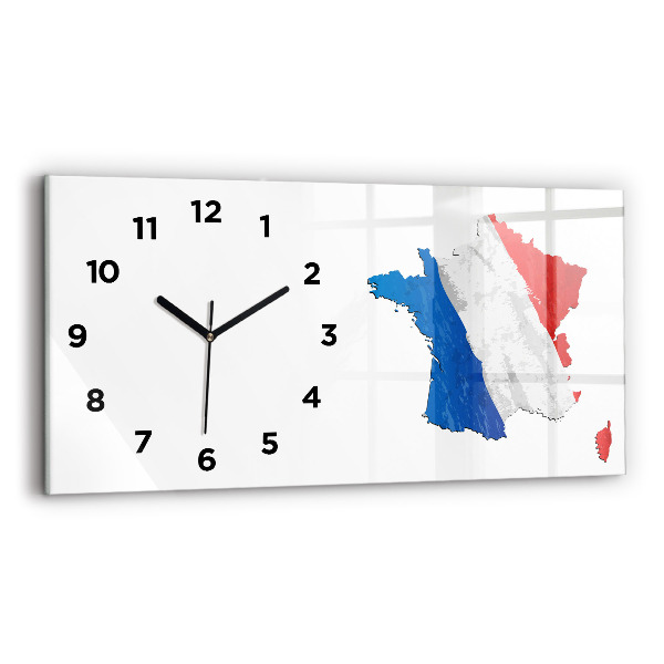 Ceas orizontale de perete din sticlă steag francez