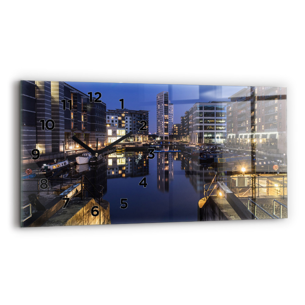 Ceas de sticlă pe perete orizontale Orașul iluminat noaptea