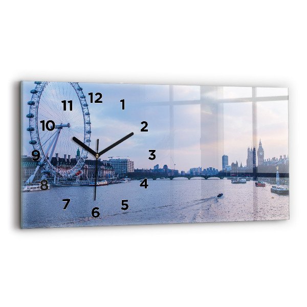Ceas de sticlă pe perete orizontale Panorama London Eye a orașului