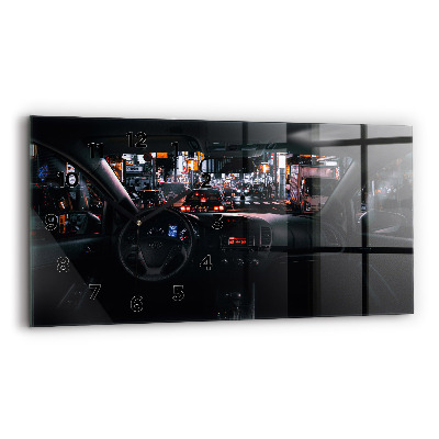 Ceas orizontale de perete din sticlă Mașină în Tokyo